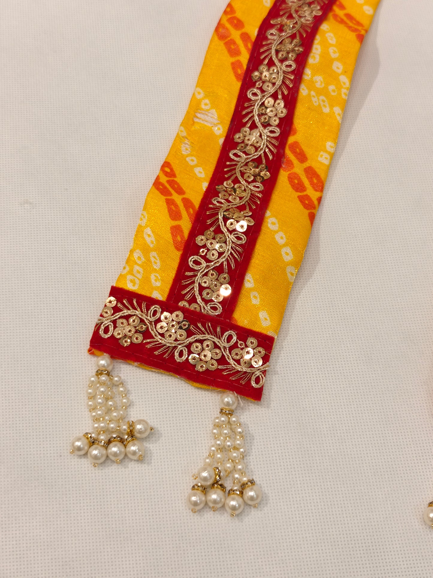 Premium Wedding Welcome Bandhani Patka for Baraat Swagat | Traditional Favor- Design 5