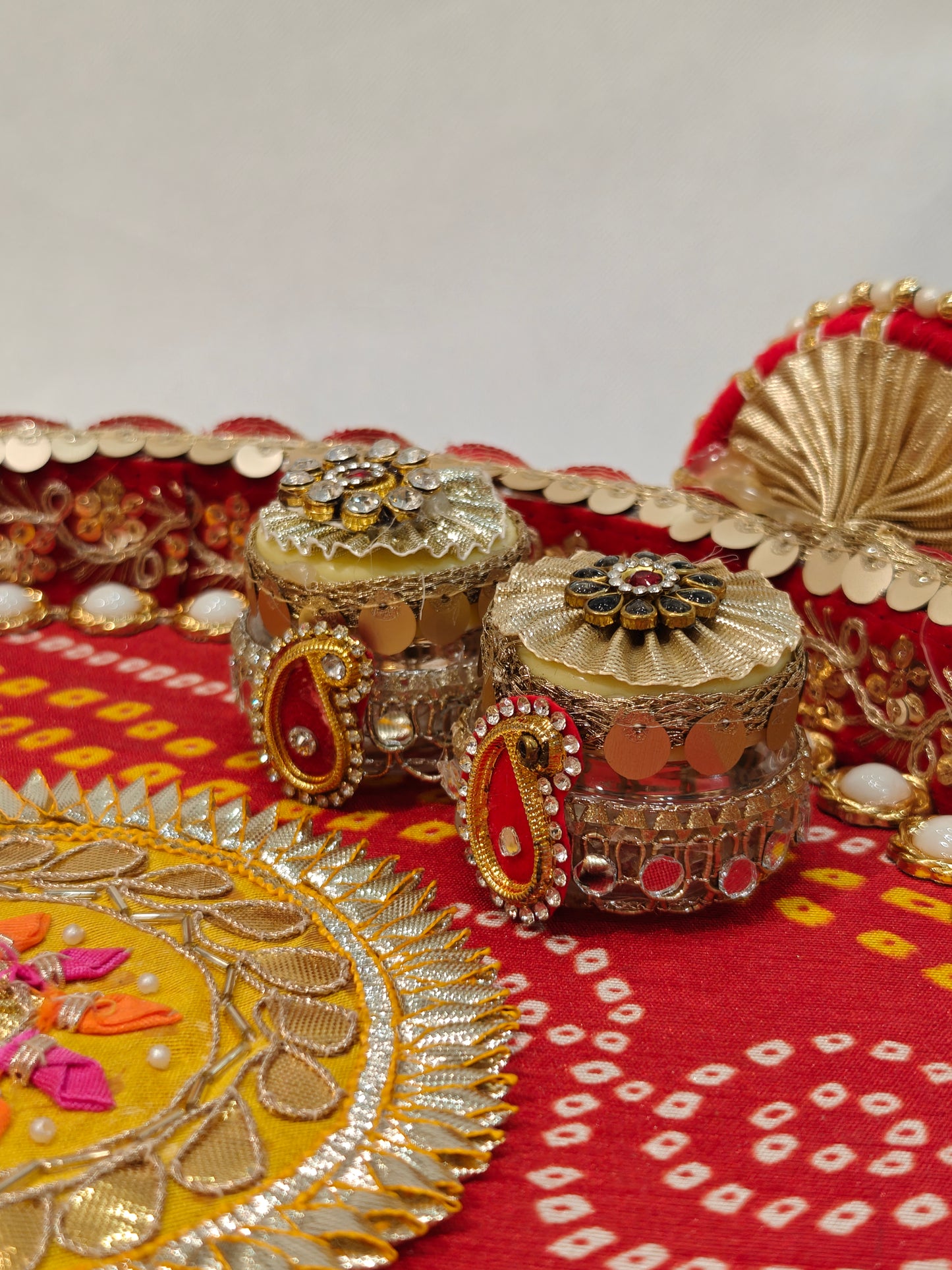 Designer Wedding Pooja Thali Set | Handmade Decorative Puja Thali for Rituals & Gifting