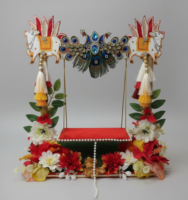 Decorative Thakur Ji Jhula (Swing) in Red