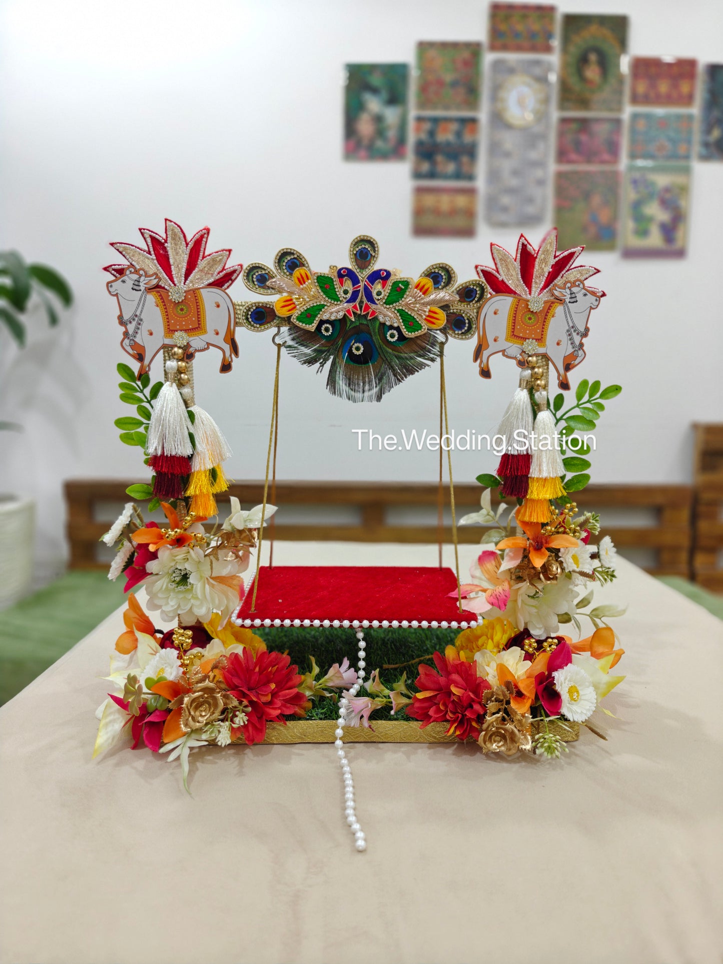 Decorative Thakur Ji Jhula (Swing) in Red