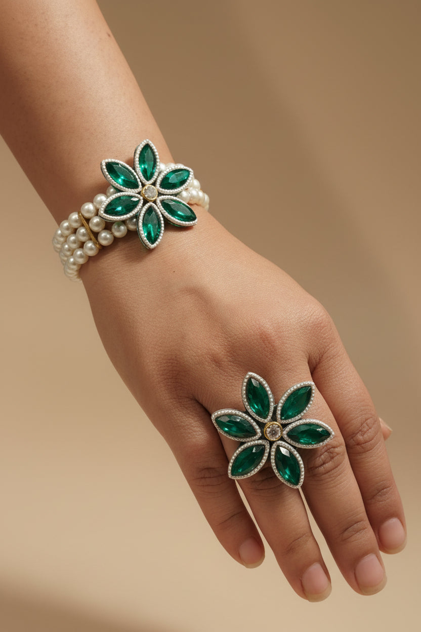 Combo Pack Bracelet and Ring | Beautiful Floral Bracelets | Floral Ring | Pack of 25 | The Wedding Station