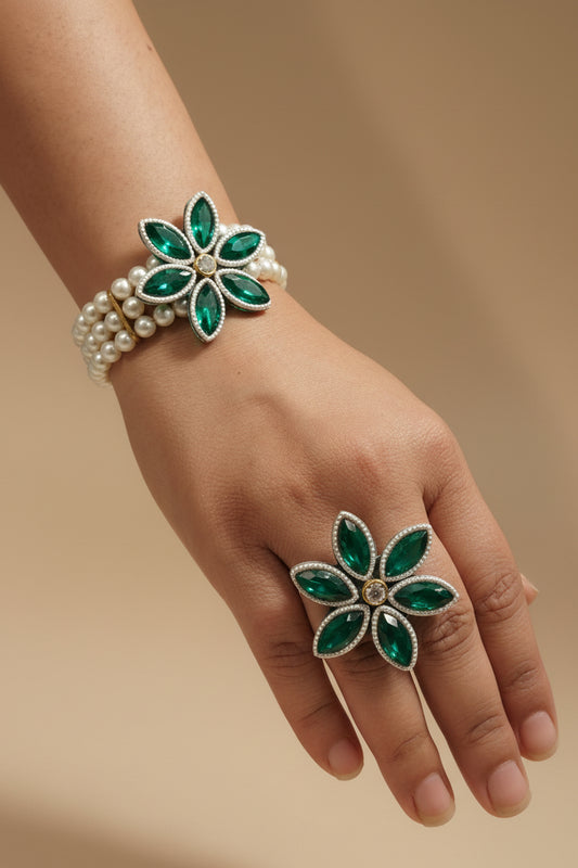 Combo Pack Bracelet and Ring | Beautiful Floral Bracelets | Floral Ring | Pack of 25 | The Wedding Station