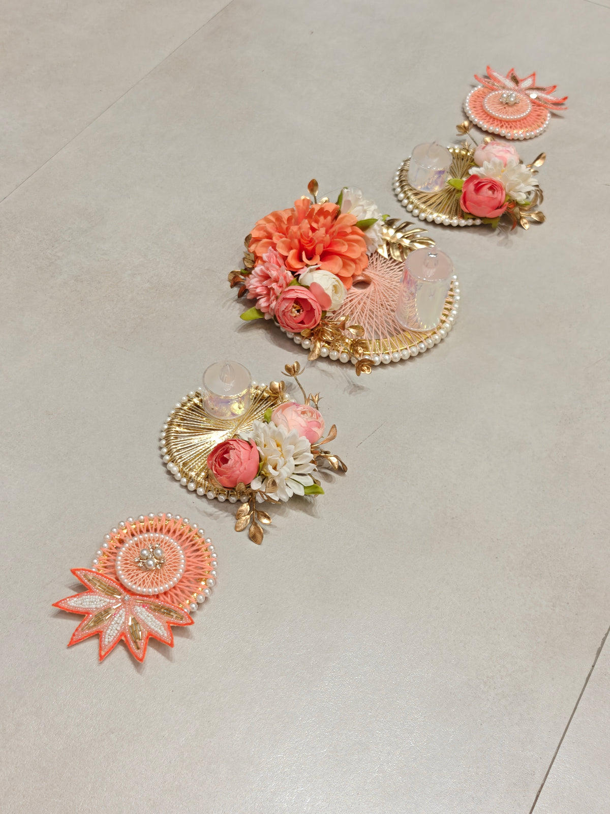 Peach Thread Bangle Table Runner Set of 5 pcs