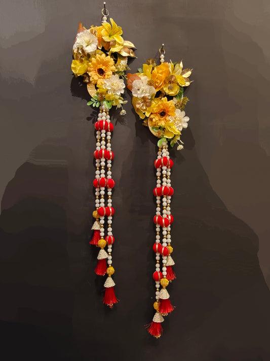 Yellow Floral Side Hangings