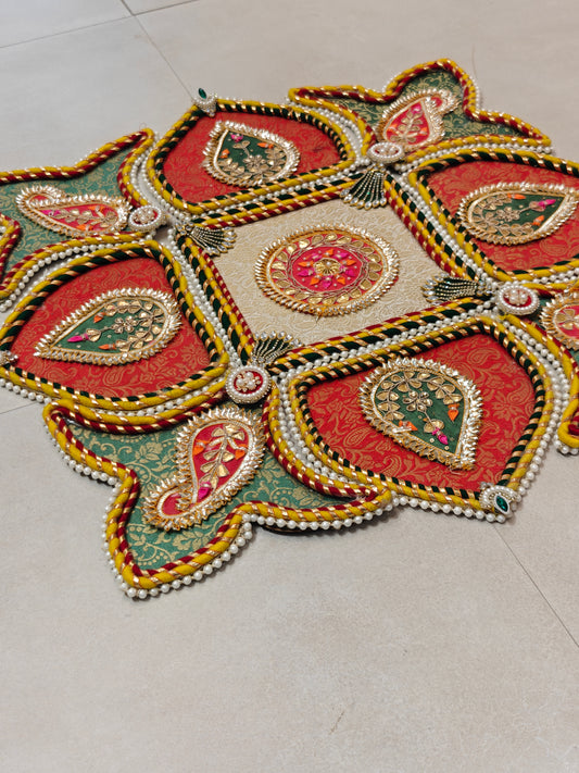 Multicolour Brocade Star Rangoli | The Wedding Station
