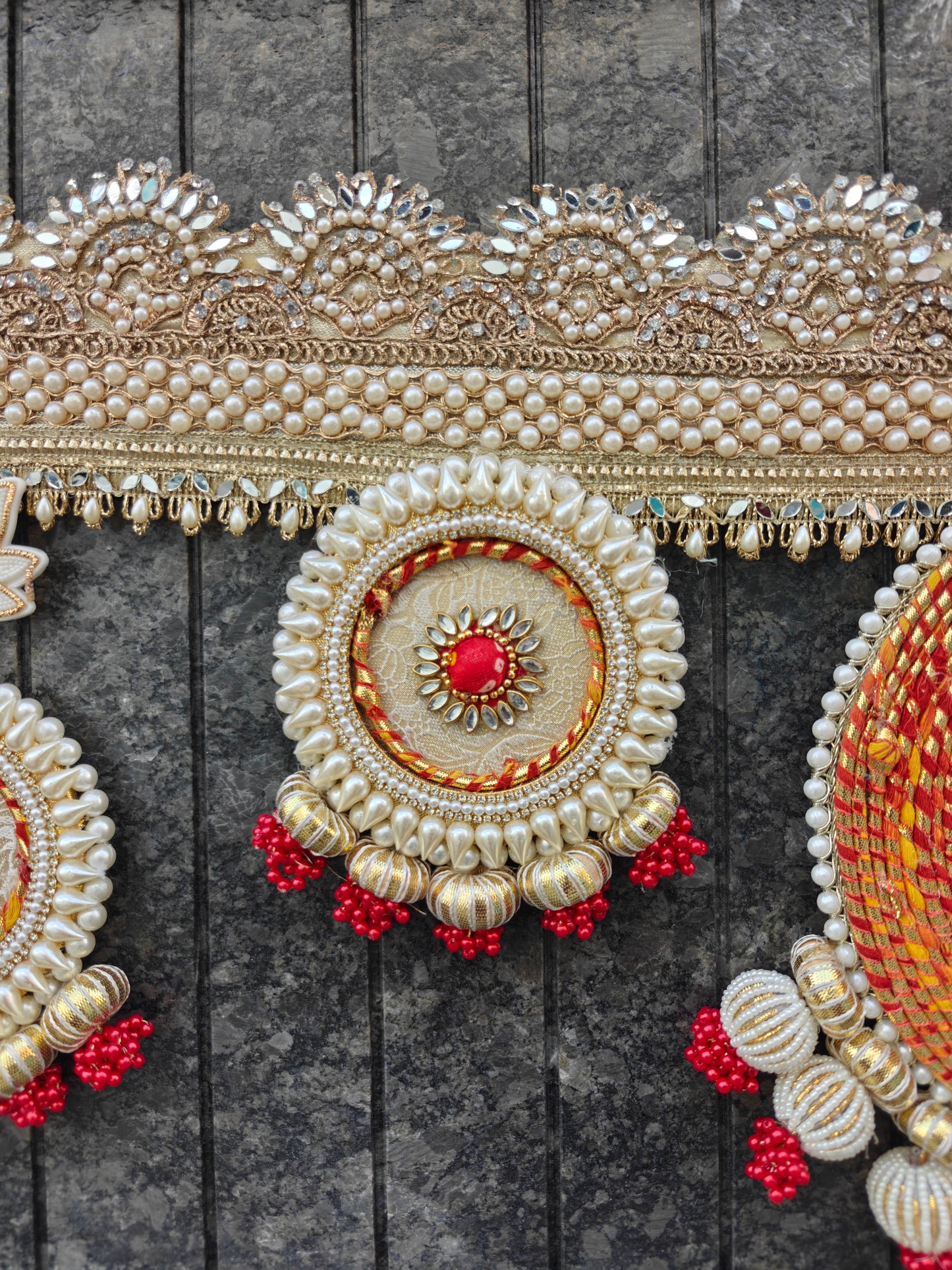 Close-up of Ganpati toran 