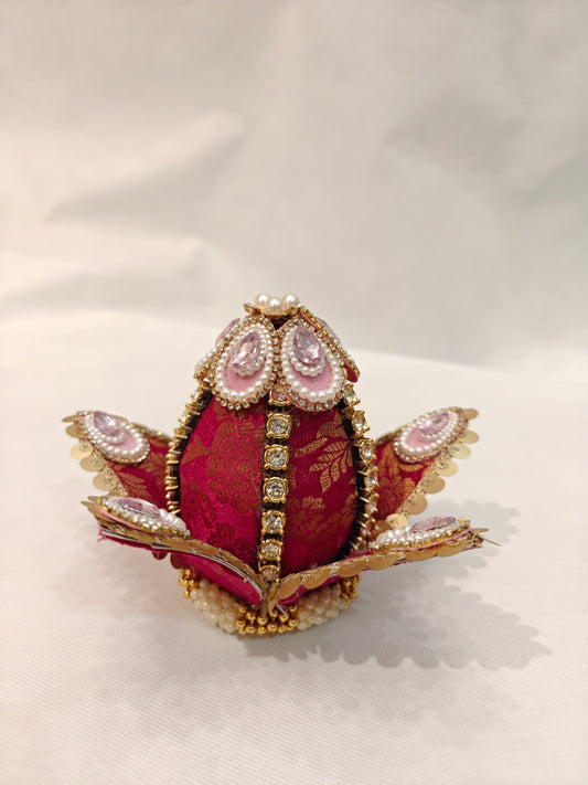 Handcrafted Pink Lotus Decorative Nariyal for Wedding Shagun & Pooja Rituals | Bridal Coconut Décor