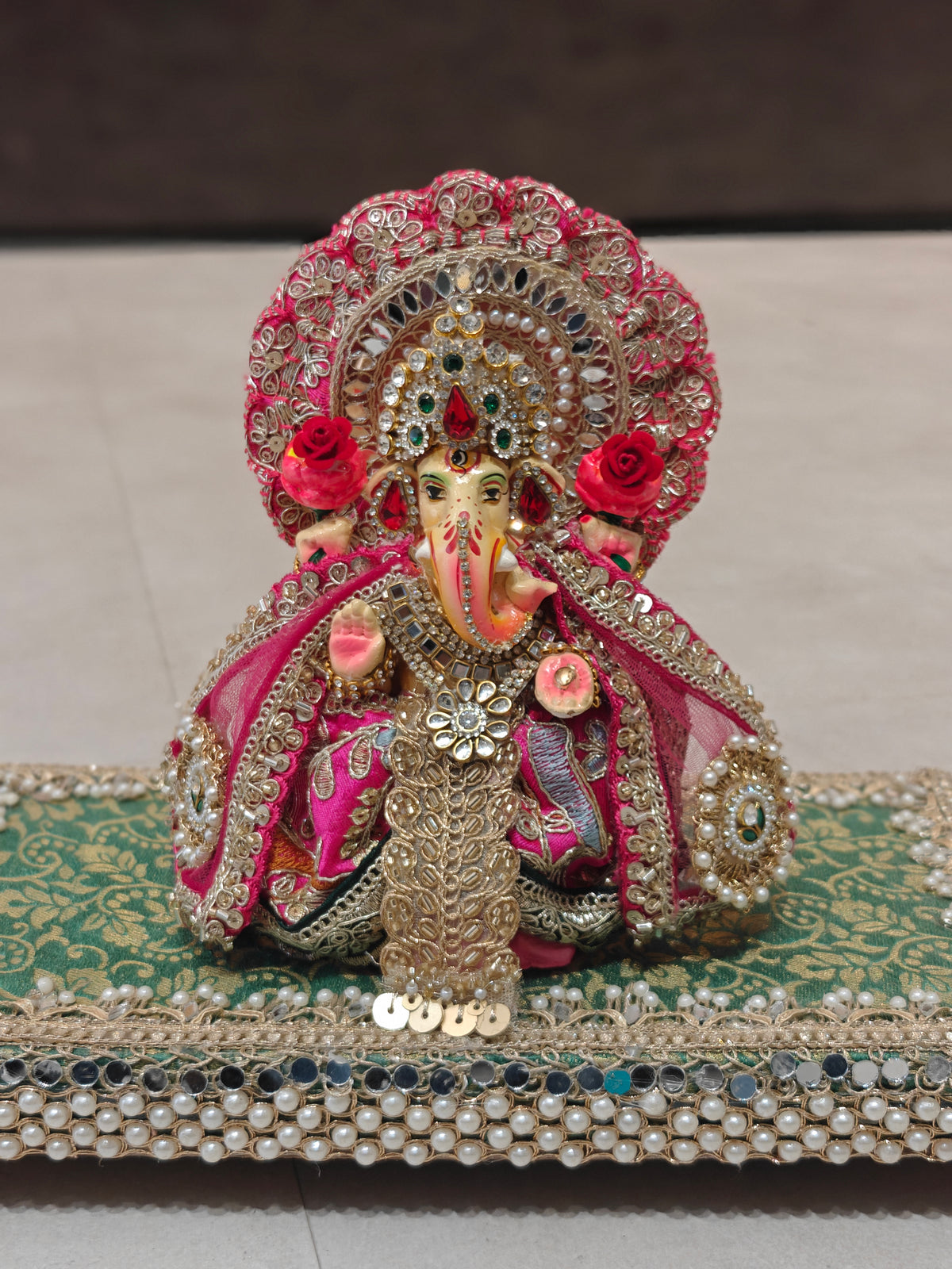 Lakshmi Ganesh Ji with Vastra and Shringar | Height 7 inches