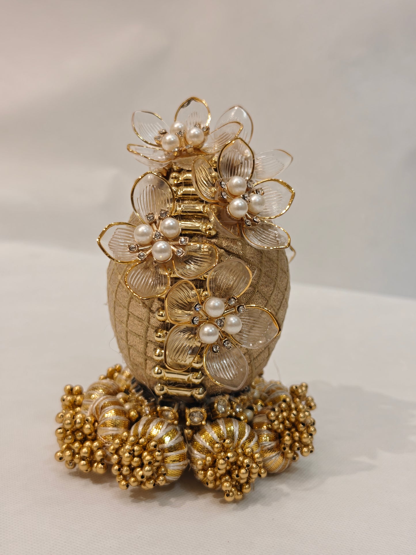 Luxury Golden Floral Nariyal for Wedding Rituals | Decorative Coconut for Shagun, Engagement & Bridal Trousseau
