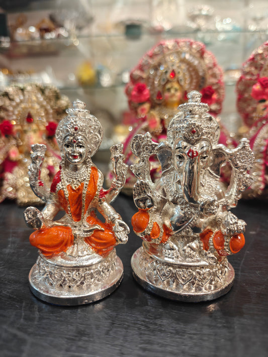 Lakshmi Ganesh Ji in 4.5" height in German Silver