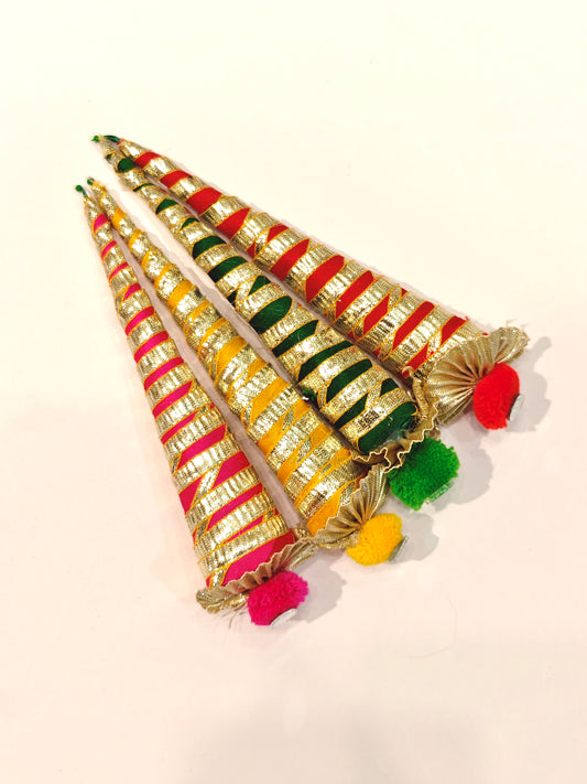 Decorated Mehendi Cones Pack of 4 for Wedding & Mehendi Return Gifts