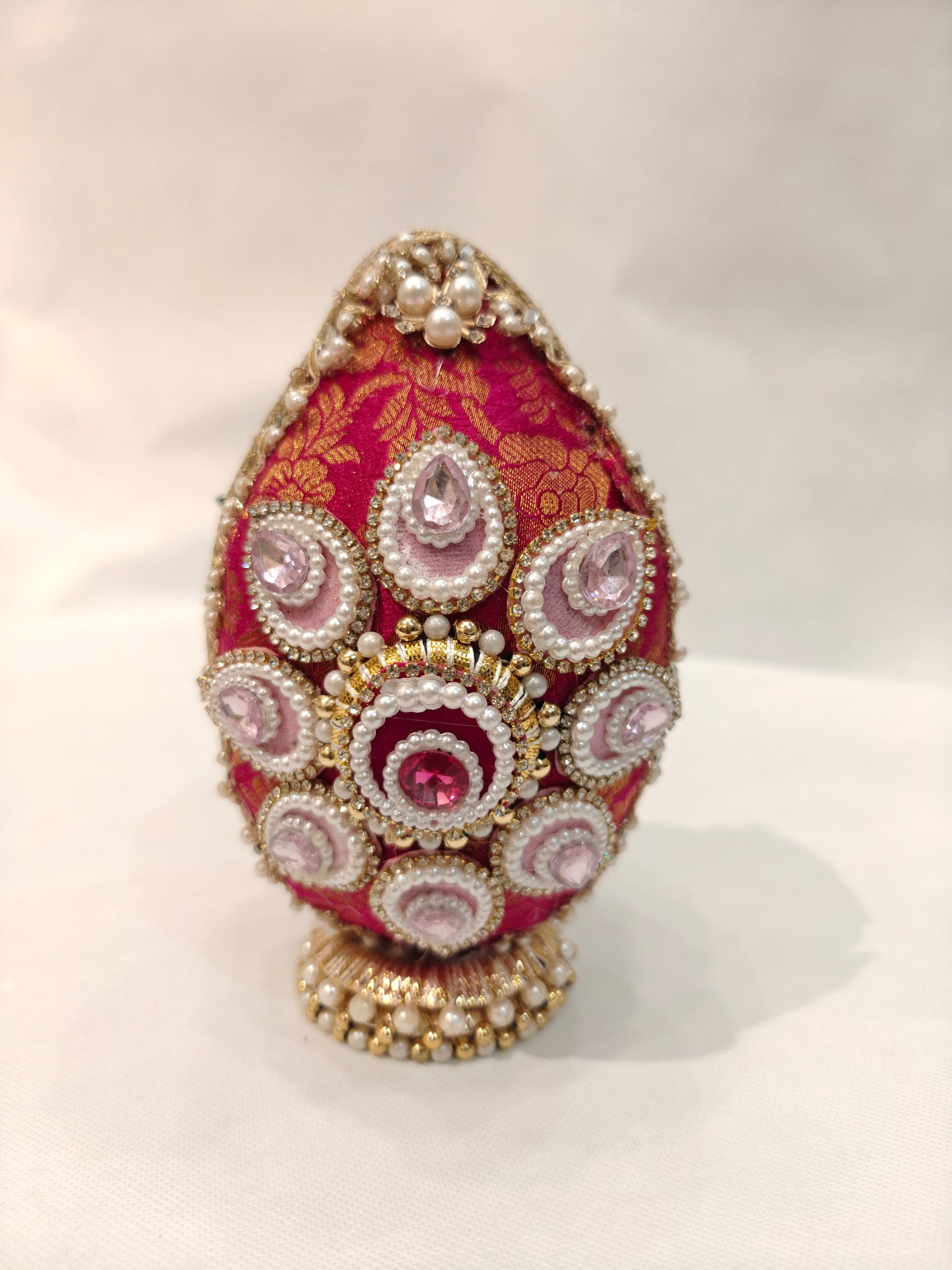 Lotus Designer Shagun Nariyal for Wedding | Decorative Pooja Nariyal with Pearl & Bead Work | Wedding Ritual Coconut India