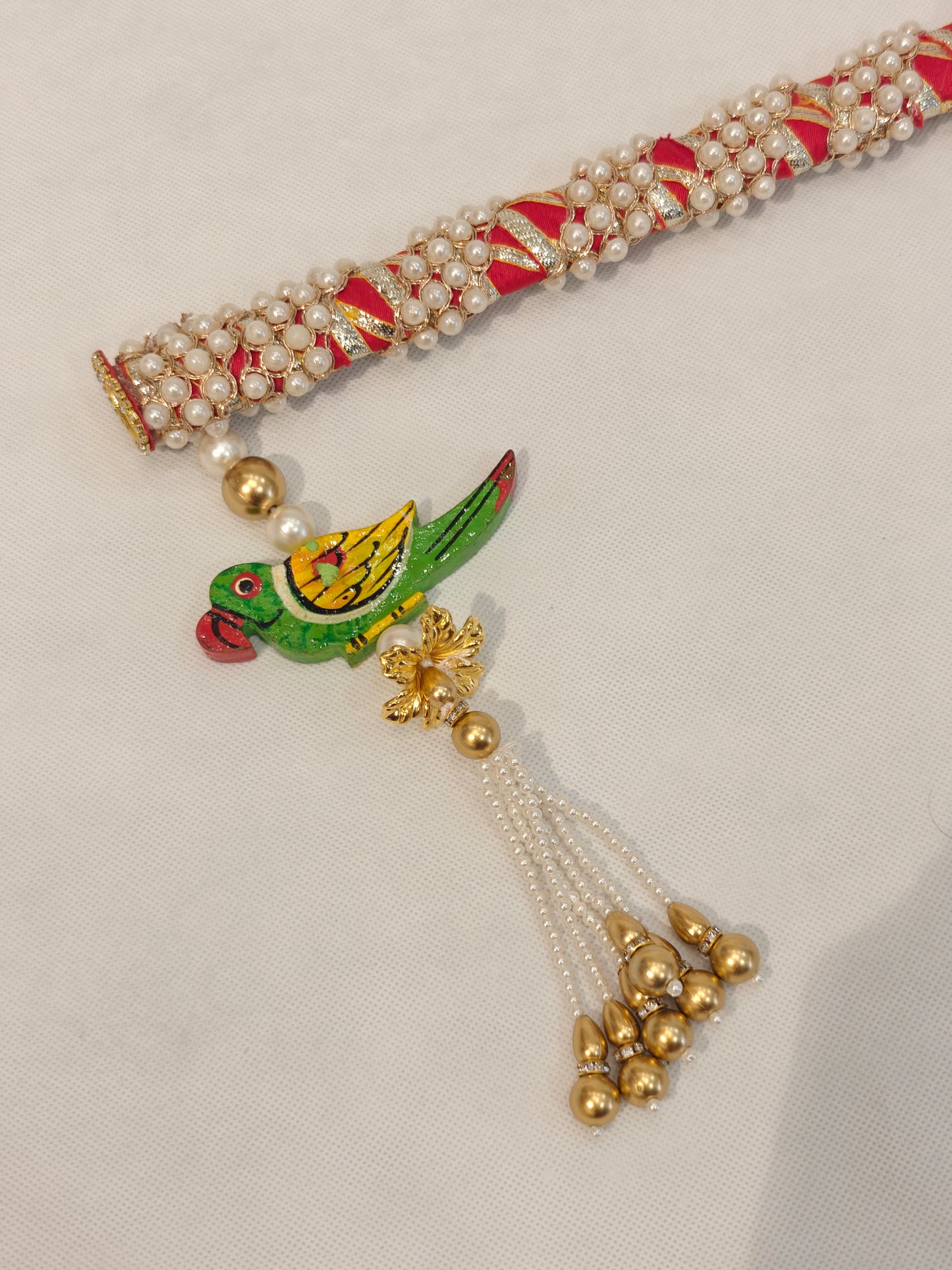 Wedding Toran & Groom Welcome Stick Set | Baraat Ceremony Decorative Toran with Embellished Stick | Red & Gold Dulha Entry Ritual Prop | The Wedding Station