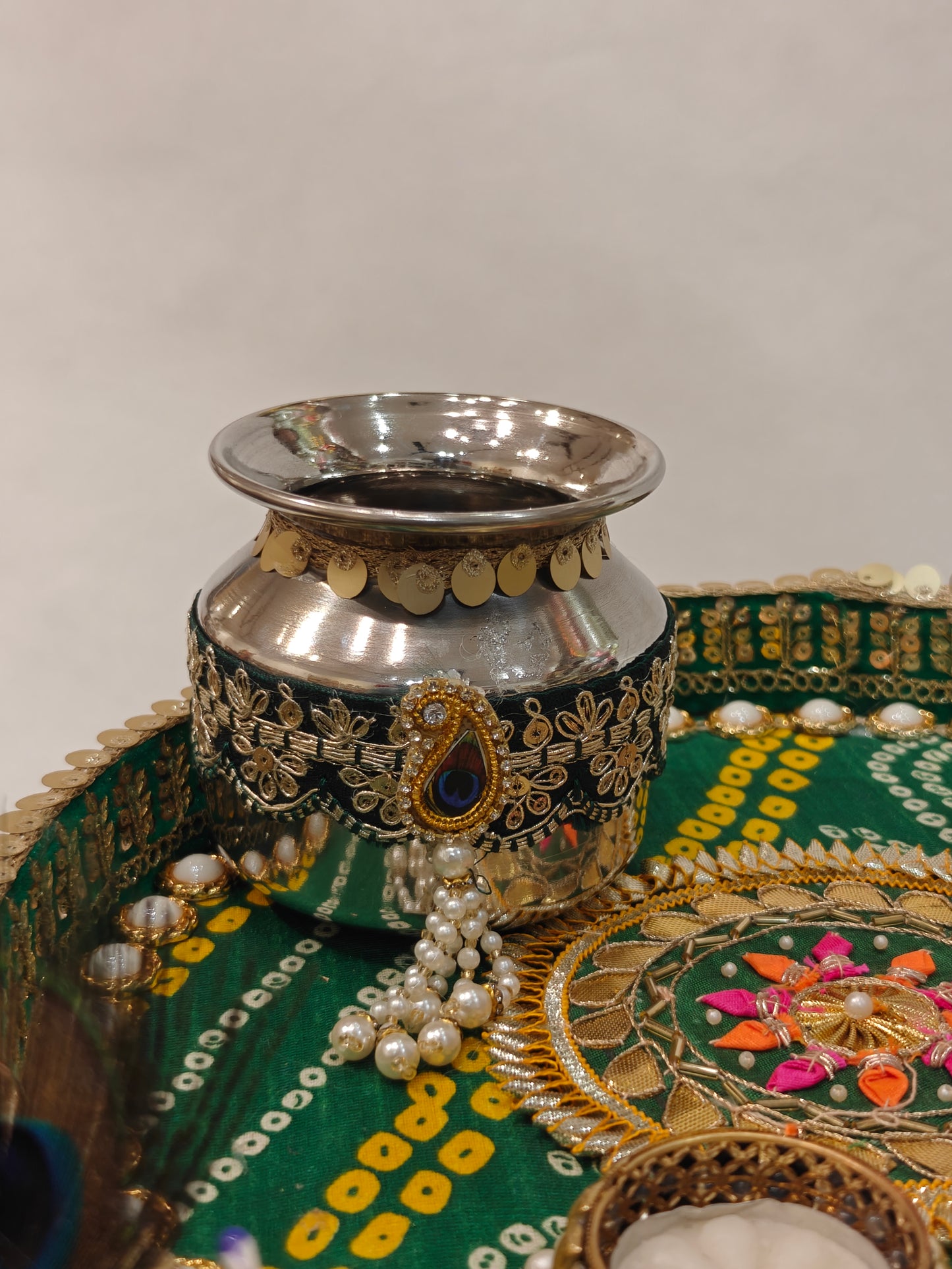 Peacock Theme Luxury Pooja Thali for Wedding | Designer Bridal Pooja Thali Set | Premium Ritual Thali India | The Wedding Station