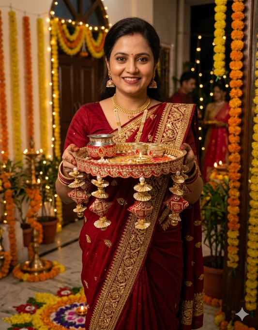 Ethnic Pooja Thali Set for Traditional Rituals / Festive Pooja Essentials / The Wedding Station