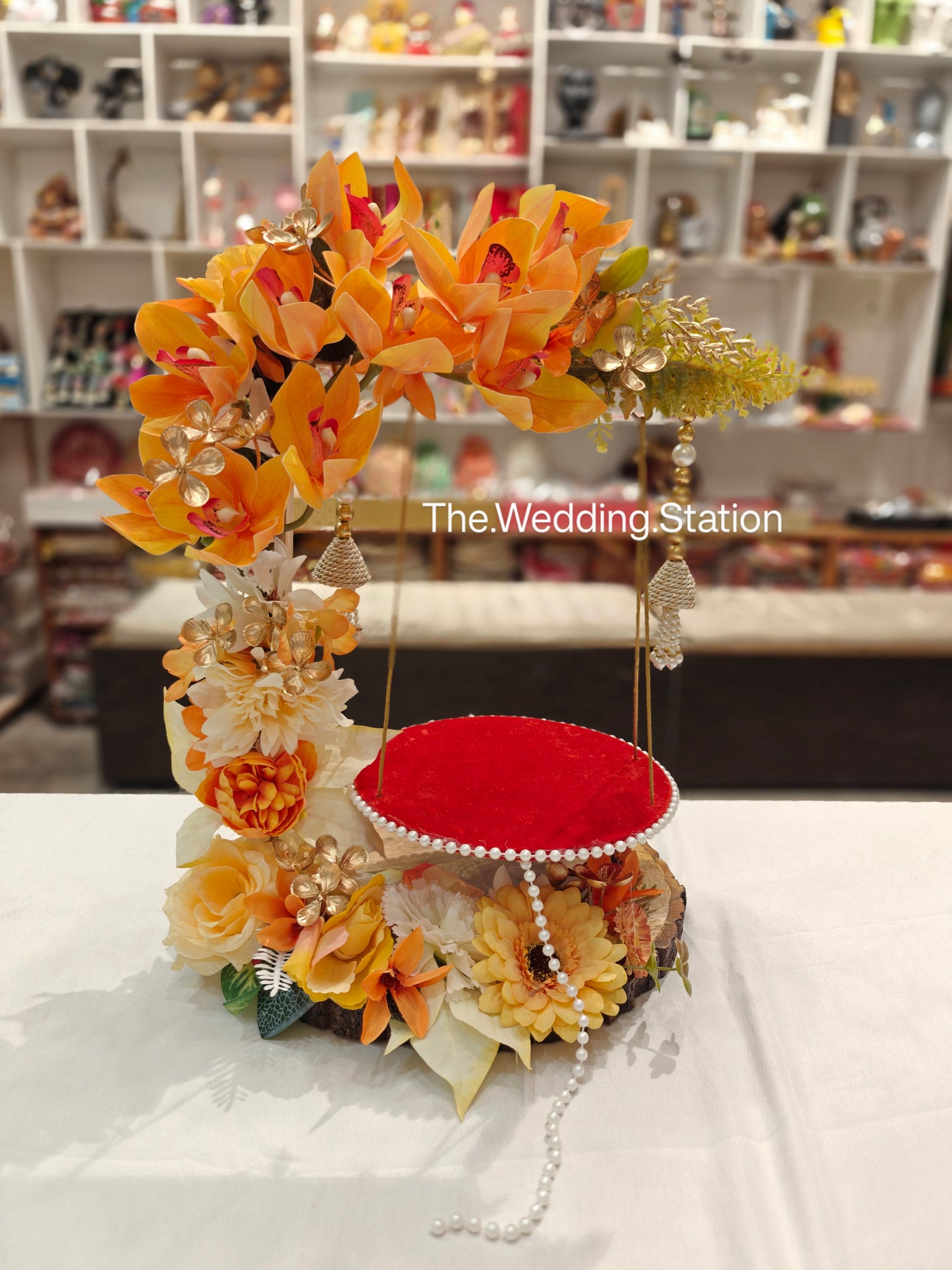 Decorative Thakur Ji Jhula (Swing) in Orange