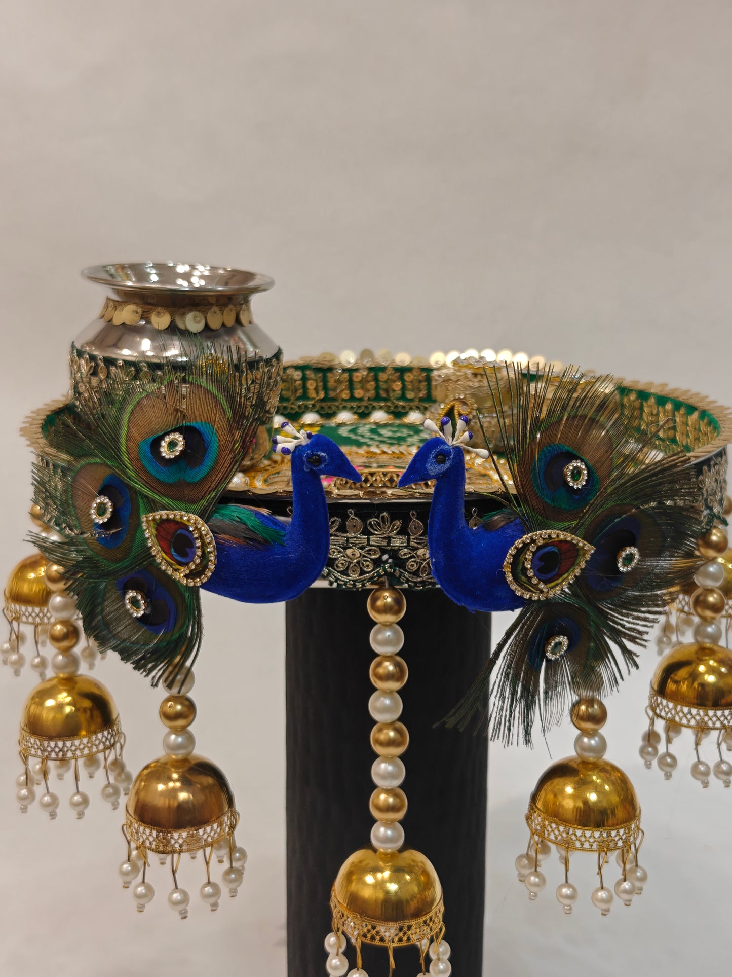 Peacock Theme Luxury Pooja Thali for Wedding | Designer Bridal Pooja Thali Set | Premium Ritual Thali India | The Wedding Station