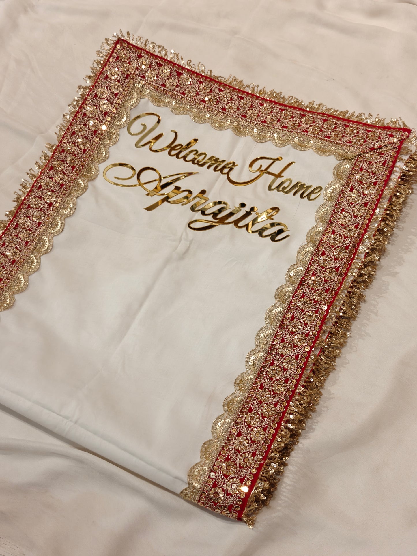 Long Bride Footprint Mat | Kanku Pagla Mat – Cotton Fabric | 21 × 82 Inches