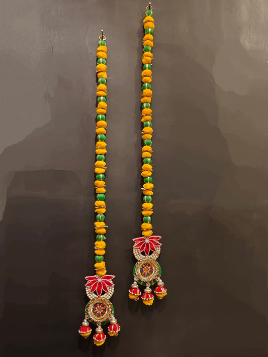 Yellow Pom Pom  Side Hangings