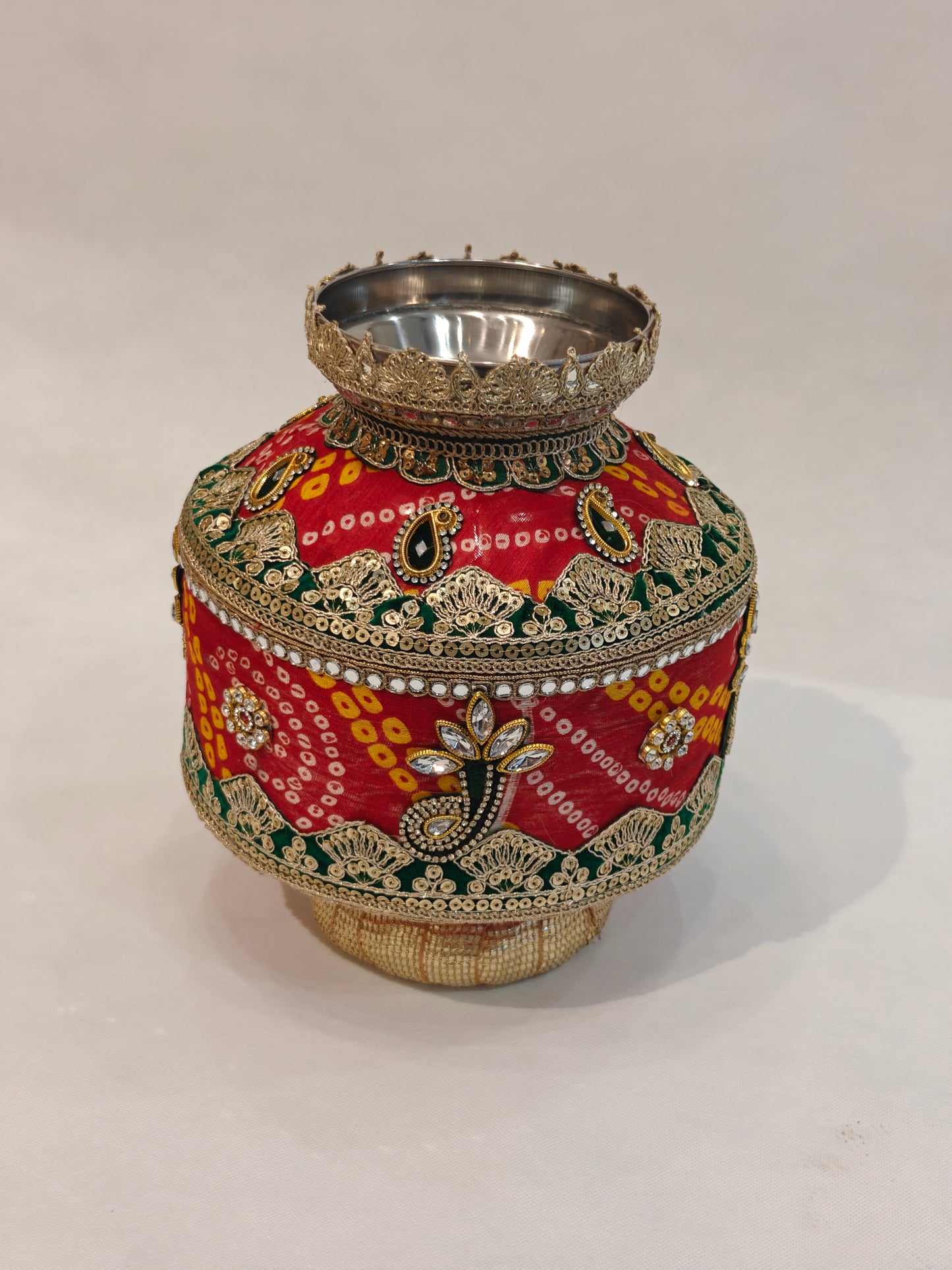 Premium Designer Kalash | Wedding, Griha Pravesh & Pooja Decor | Red Bandhani