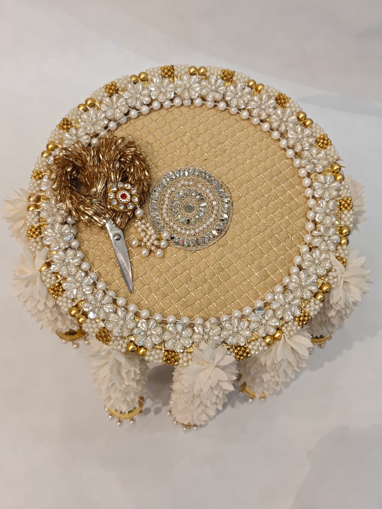 Luxury Ribbon Cutting Platter for Inauguration | Pearl Decor- Golden