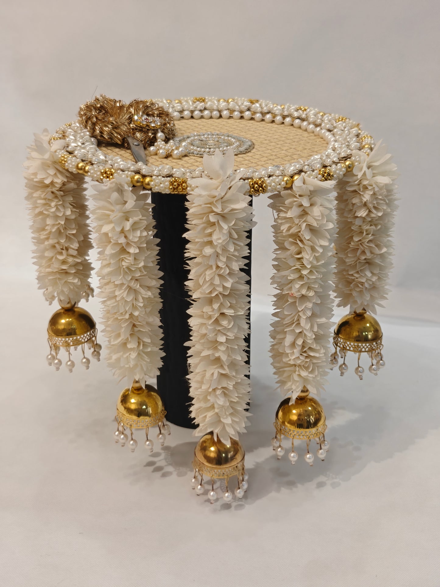 Luxury Ribbon Cutting Platter for Inauguration | Pearl Decor- Golden