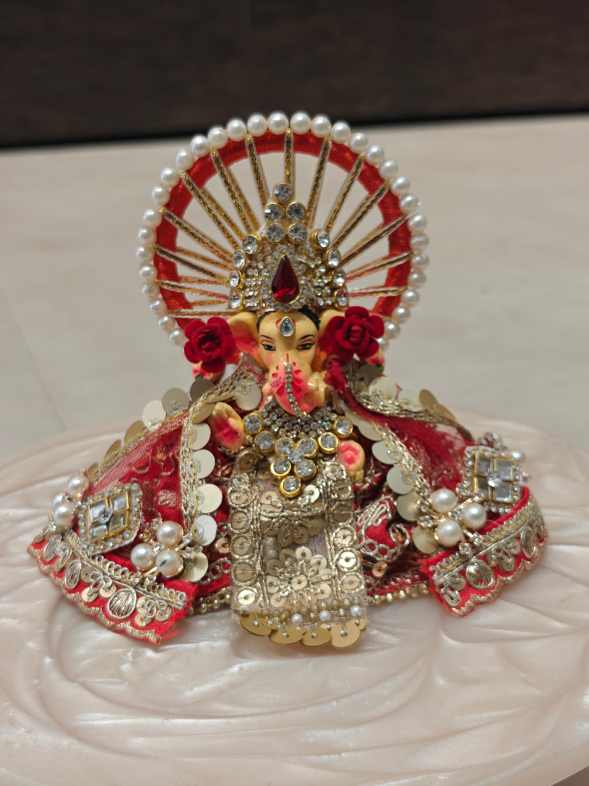 Lakshmi Ganesh Ji with Vastra and Shringar Height 5 inches