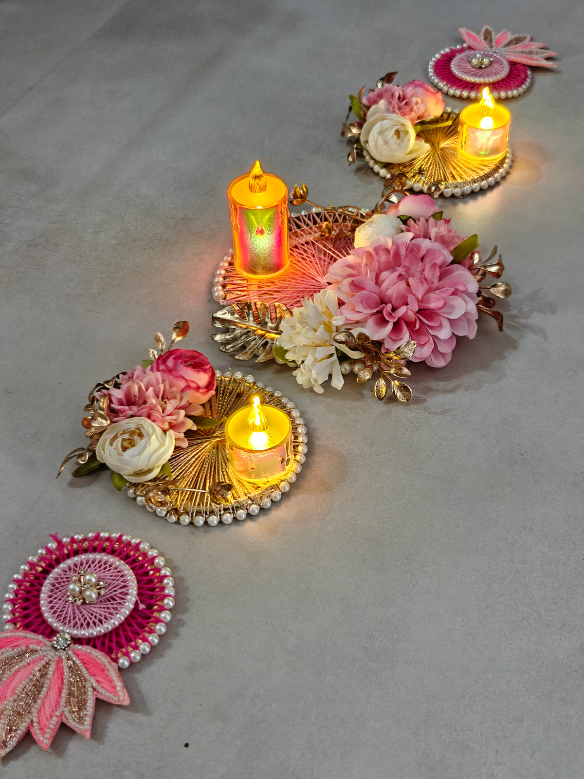 Pink Thread Bangle Table Runner Set of 5 pcs