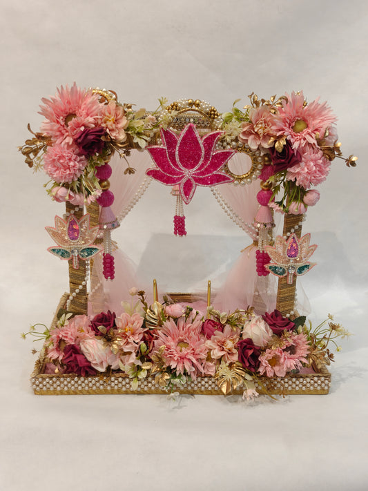 Royal Vivaah Mandap Wedding Card Platter | Luxury Indian Wedding Card Platter in Pink