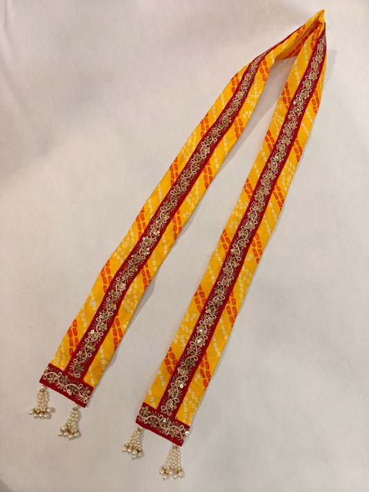 Premium Wedding Welcome Bandhani Patka for Baraat Swagat | Traditional Favor- Design 5