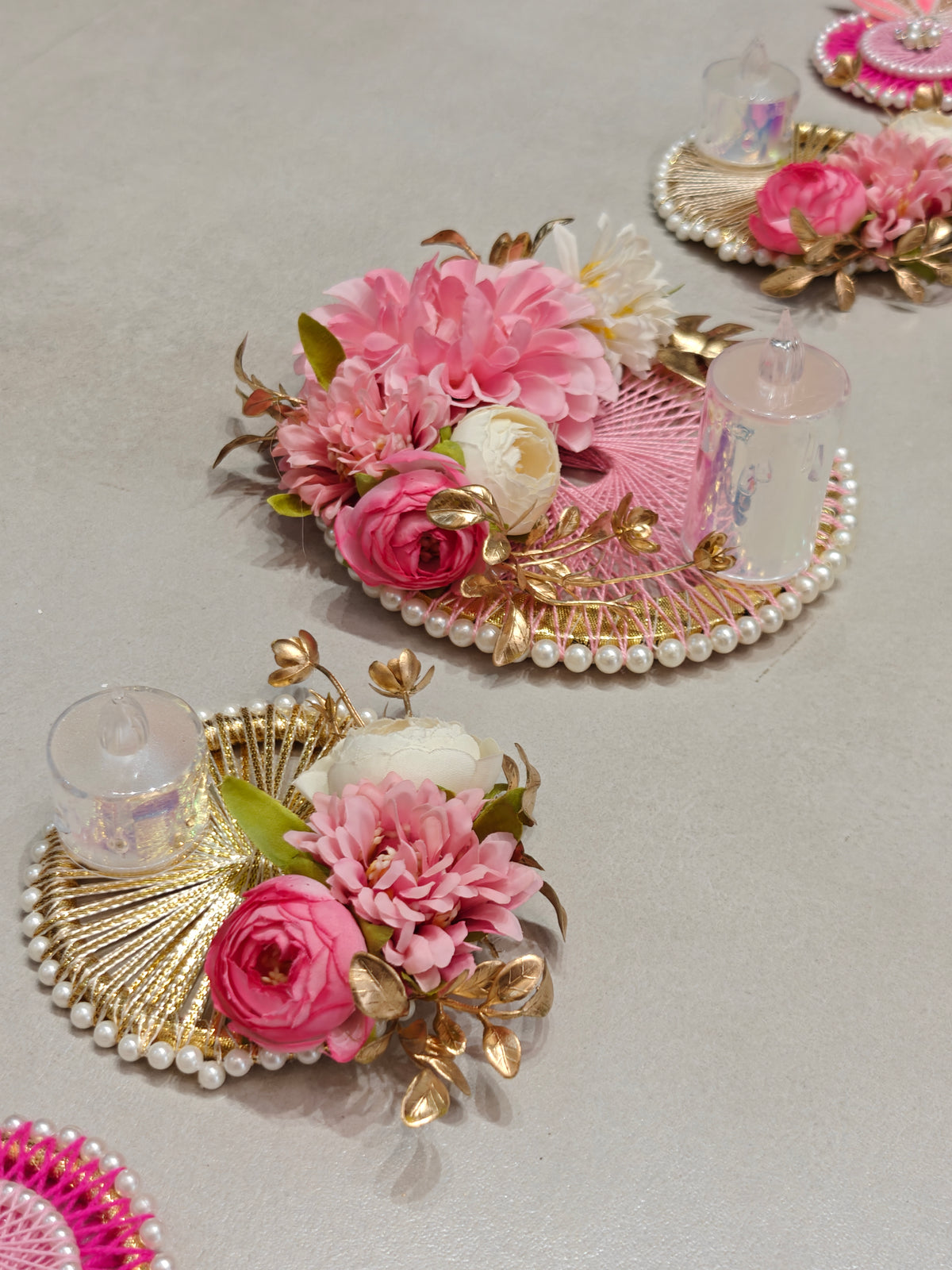 Pink Thread Bangle Table Runner Set of 5 pcs