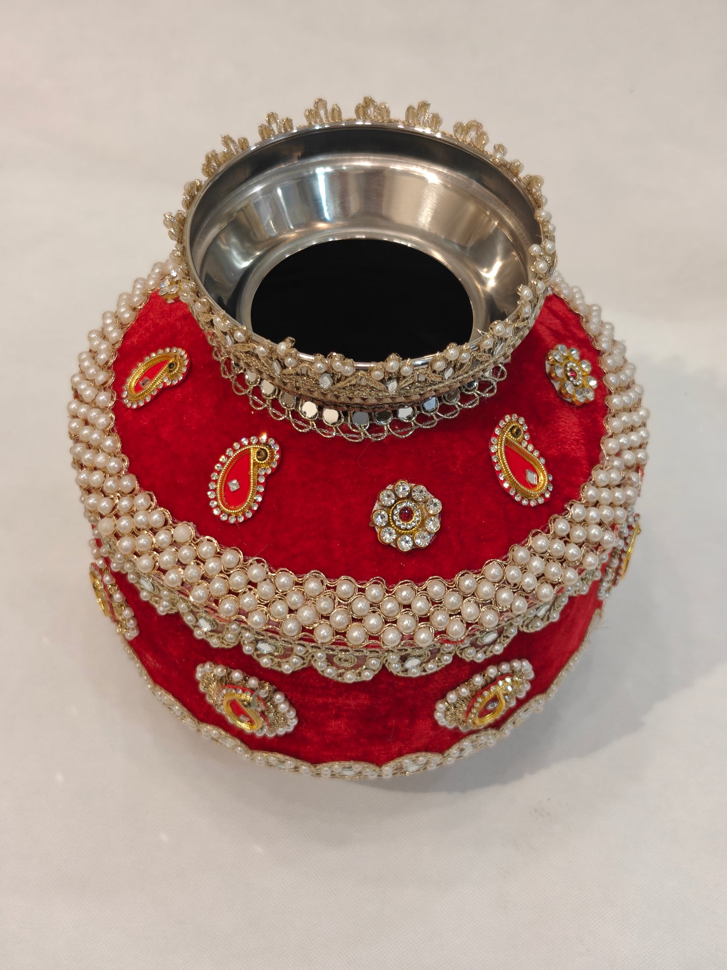 Premium Designer Kalash | Wedding, Griha Pravesh & Pooja Decor | Red Velvet