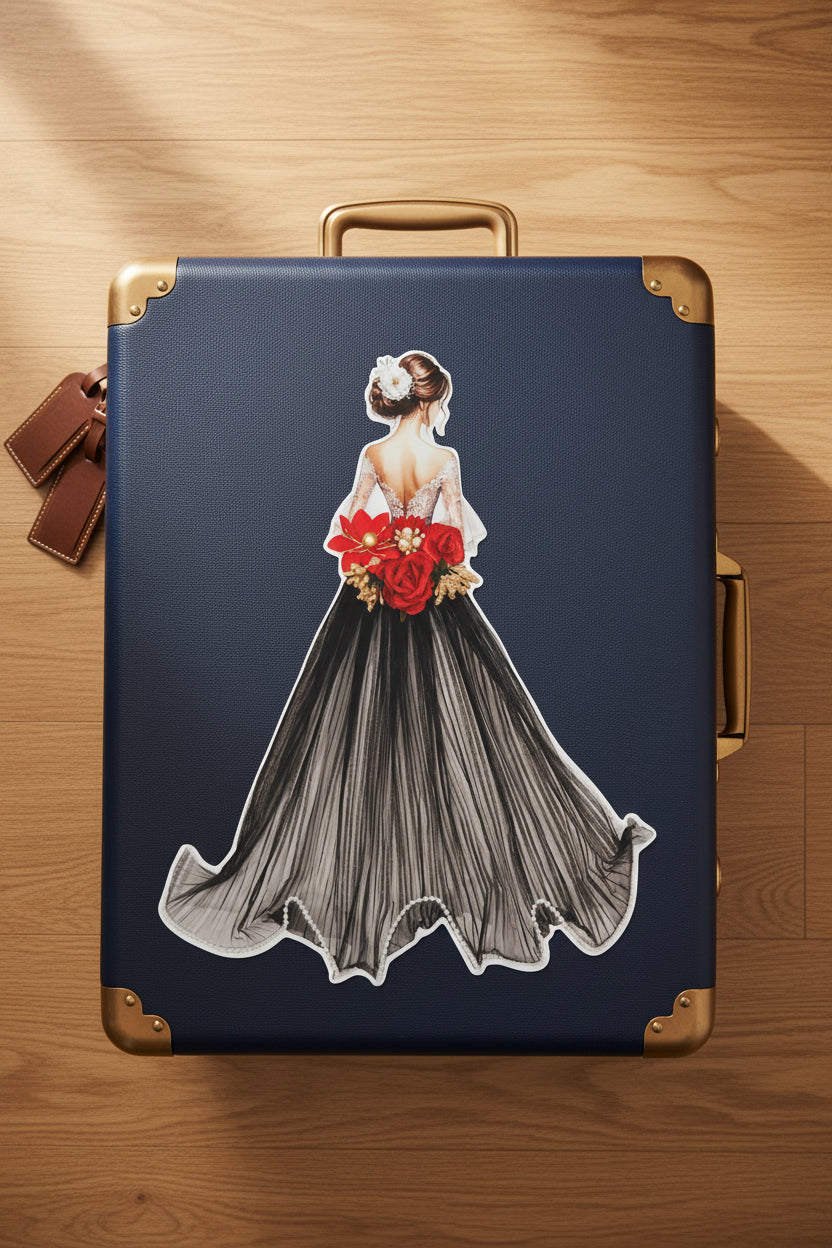 Decorative Bridal Suitcase Sticker for Bridal Trousseau & Luggage Decoration - Black