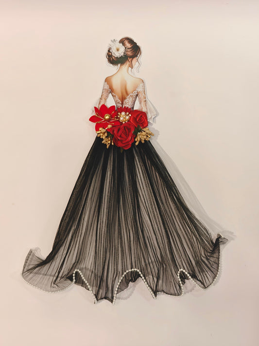 Decorative Bridal Suitcase Sticker for Bridal Trousseau & Luggage Decoration - Black