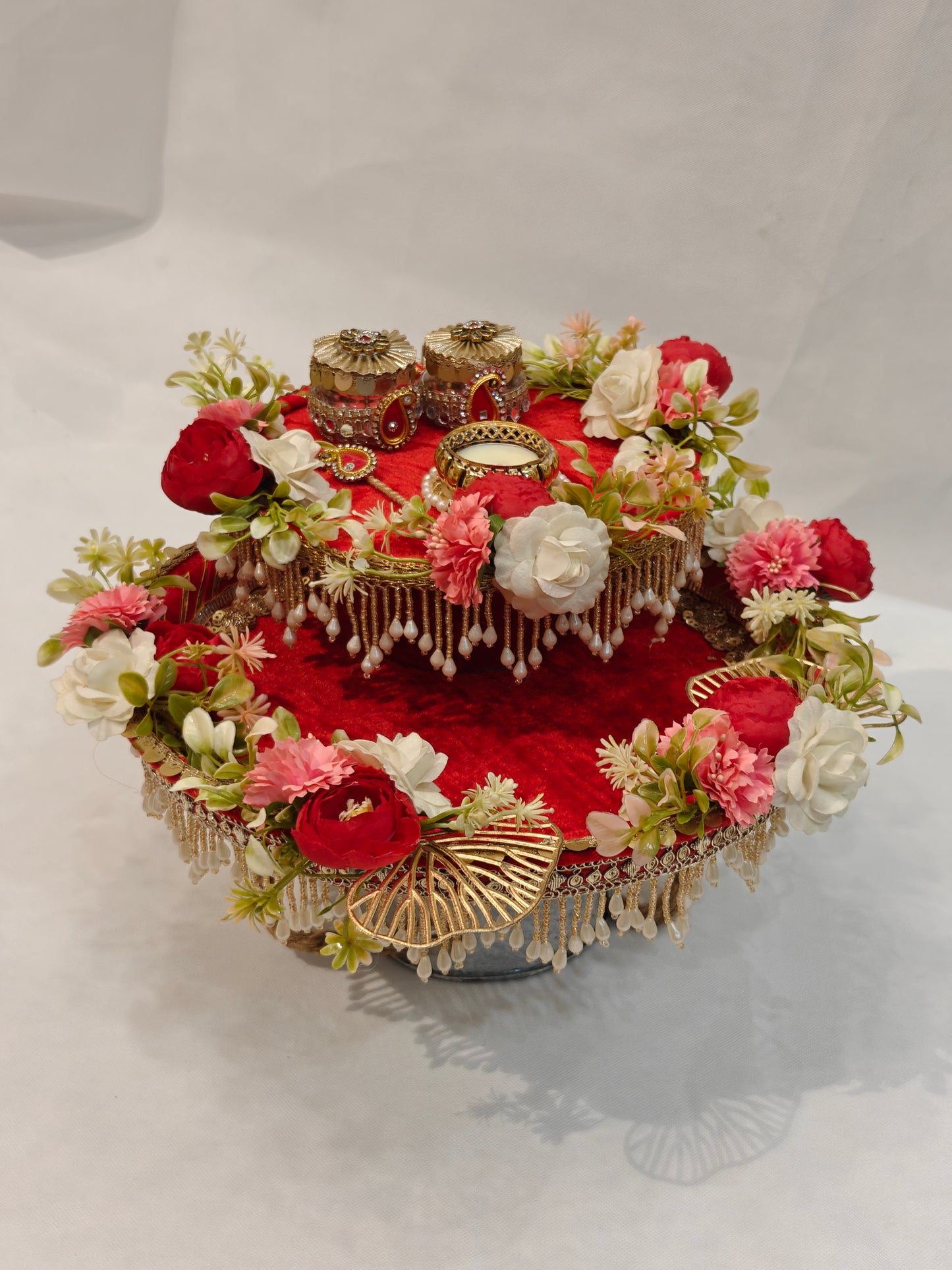 designer pooja thali double decker