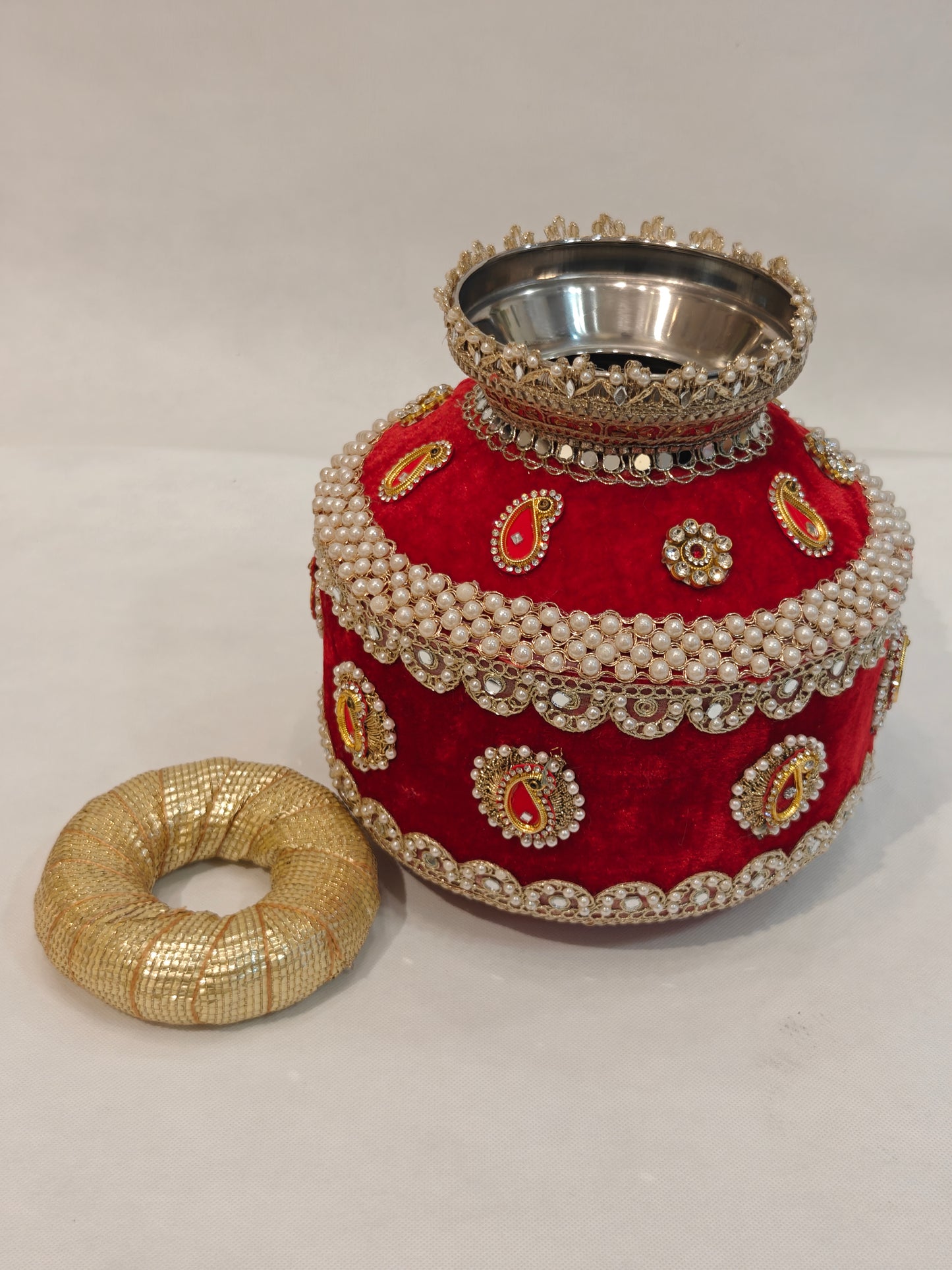 Premium Designer Kalash | Wedding, Griha Pravesh & Pooja Decor | Red Velvet