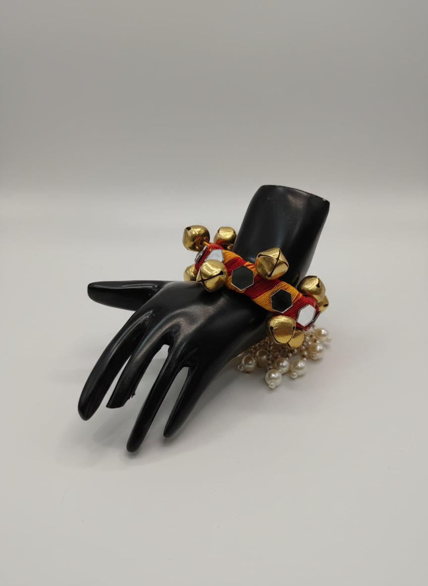 Mirror Work Ghungroo Bracelet | Traditional Bridal & Festive Jewellery