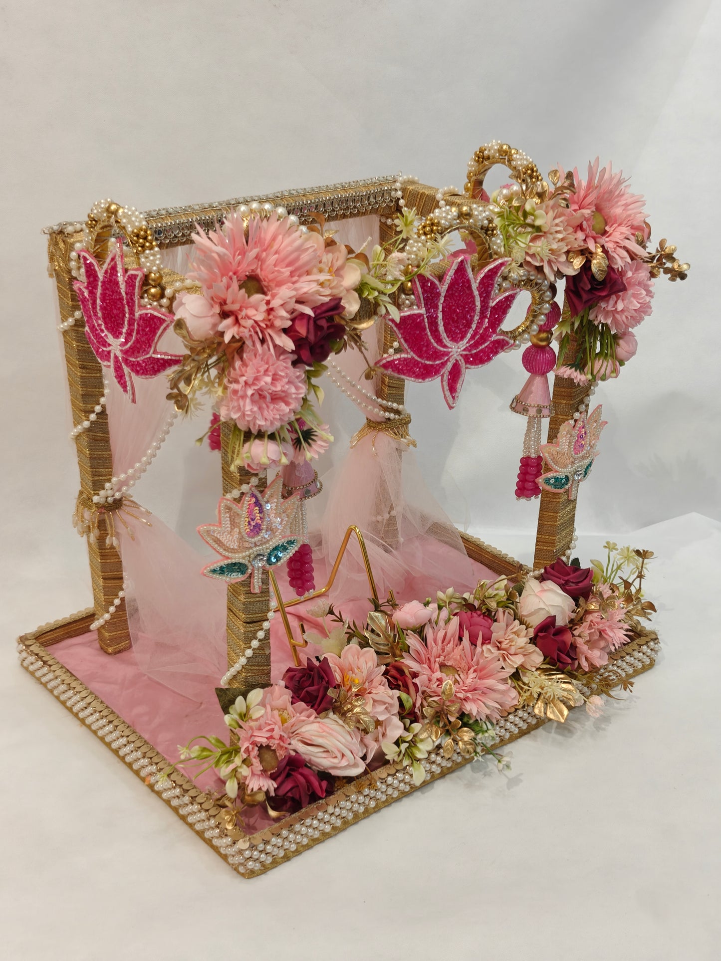 Royal Vivaah Mandap Wedding Card Platter | Luxury Indian Wedding Card Platter in Pink