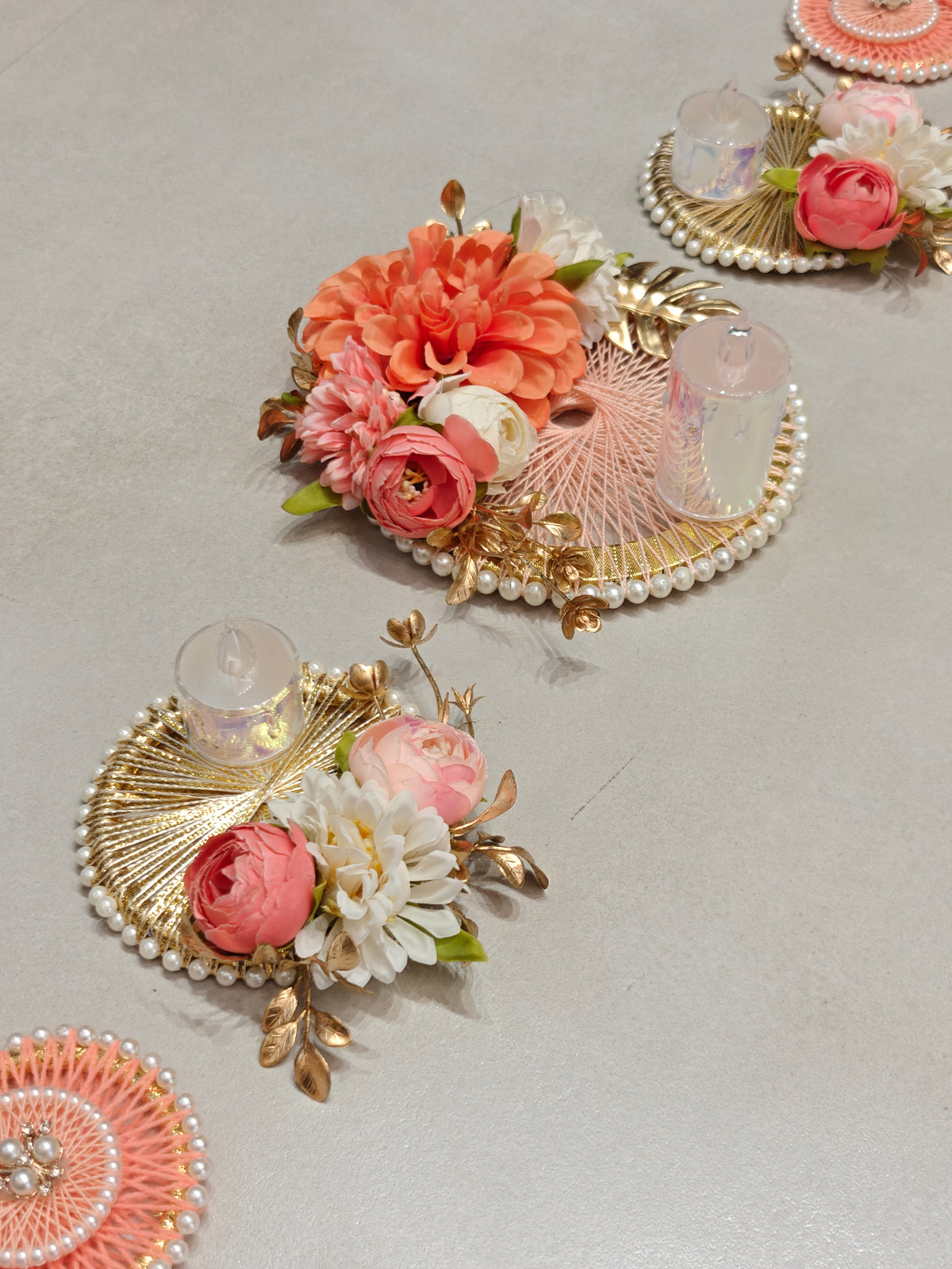 Peach Thread Bangle Table Runner Set of 5 pcs