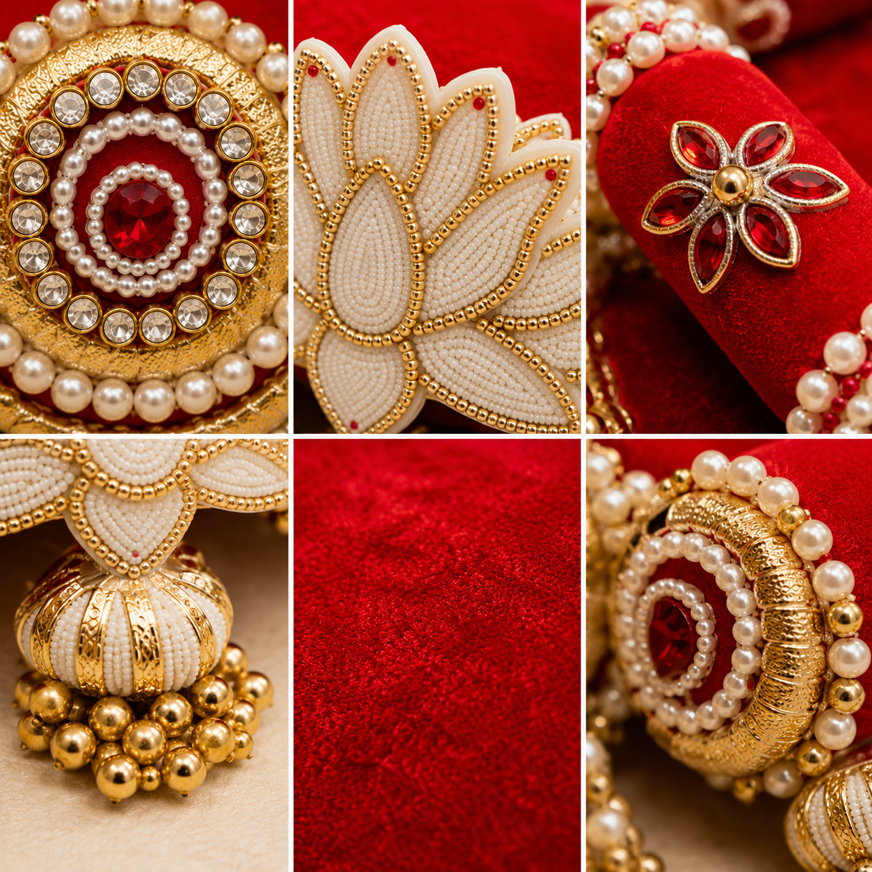 Red & White Lotus Singhaasan for Ladoo Gopal | Handcrafted MDF Deity Throne Base | Red White Gold | 12 Inch Diameter
