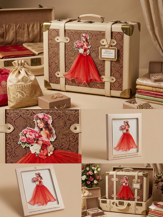 Decorative Bridal Suitcase Sticker for Bridal Trousseau & Luggage Decoration - Red