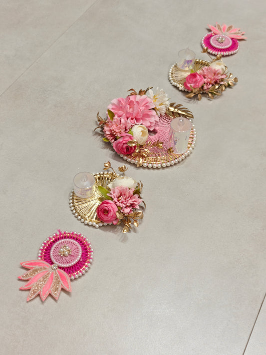 Pink Thread Bangle Table Runner Set of 5 pcs
