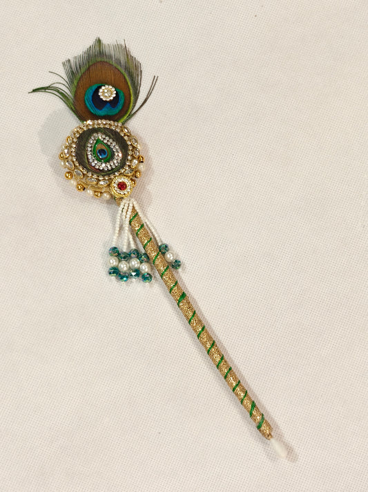 Handcrafted Peacock Feather Tilak Stick for Pooja & Festive Rituals | Decorative Roli Chandan Applicator – The Wedding Station