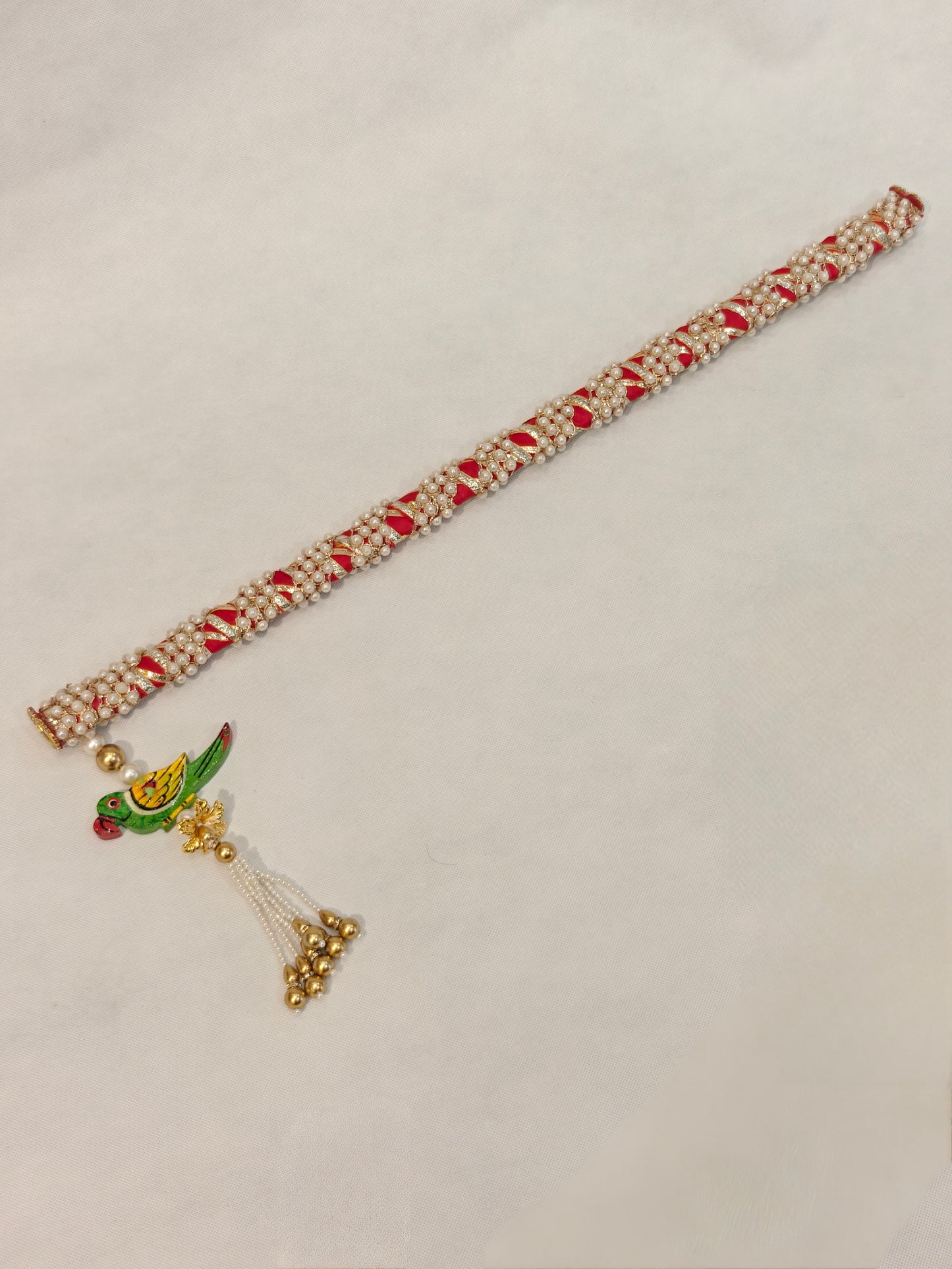 Wedding Toran & Groom Welcome Stick Set | Baraat Ceremony Decorative Toran with Embellished Stick | Red & Gold Dulha Entry Ritual Prop | The Wedding Station