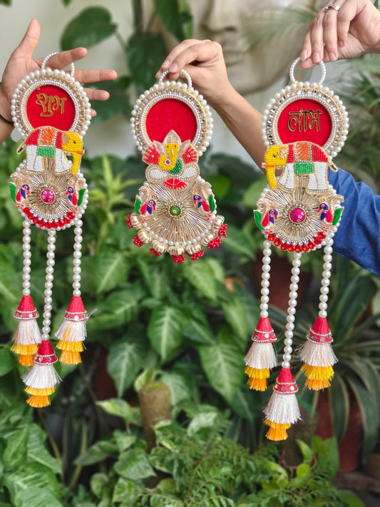 Set of 3 Shubh Laabh with Ganesh Ji Centerpiece