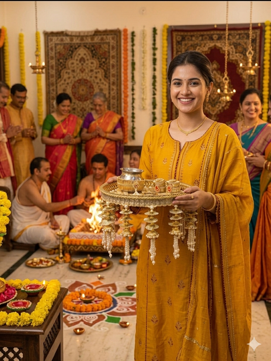 Royal Wedding Pooja Thali | Premium Designer Thali Set | The Wedding Station