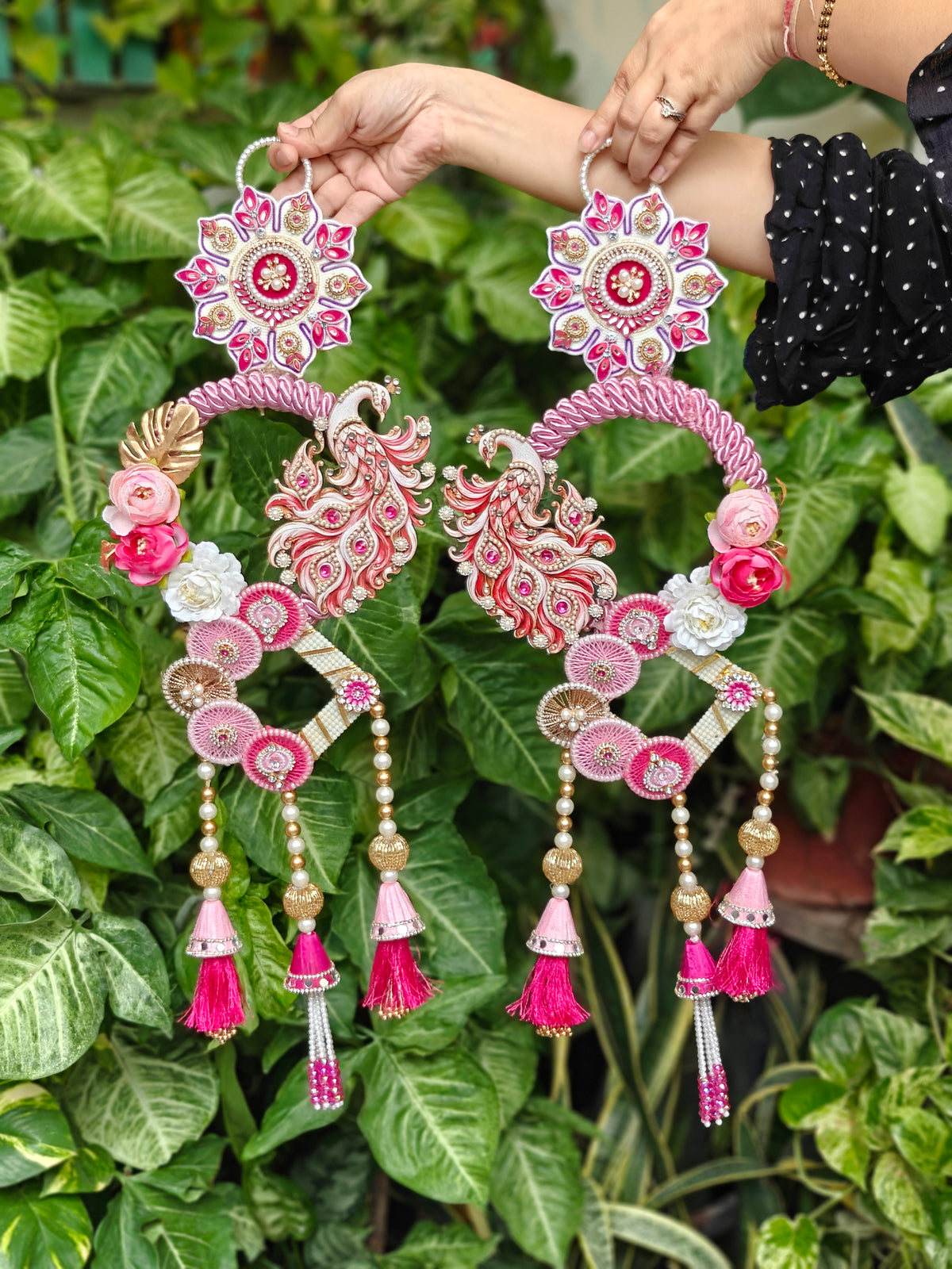 Pink Peacock Floral Hangings for Diwali Door Decor