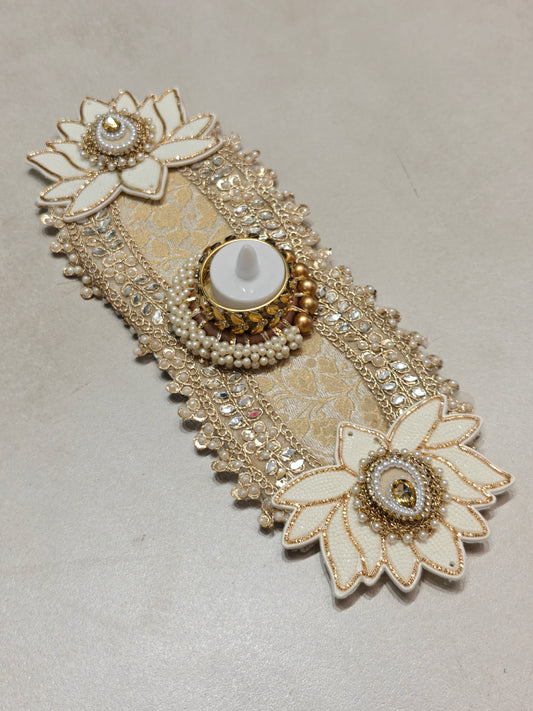 Lotus and Mirror work Table Mat with Tealight Holder