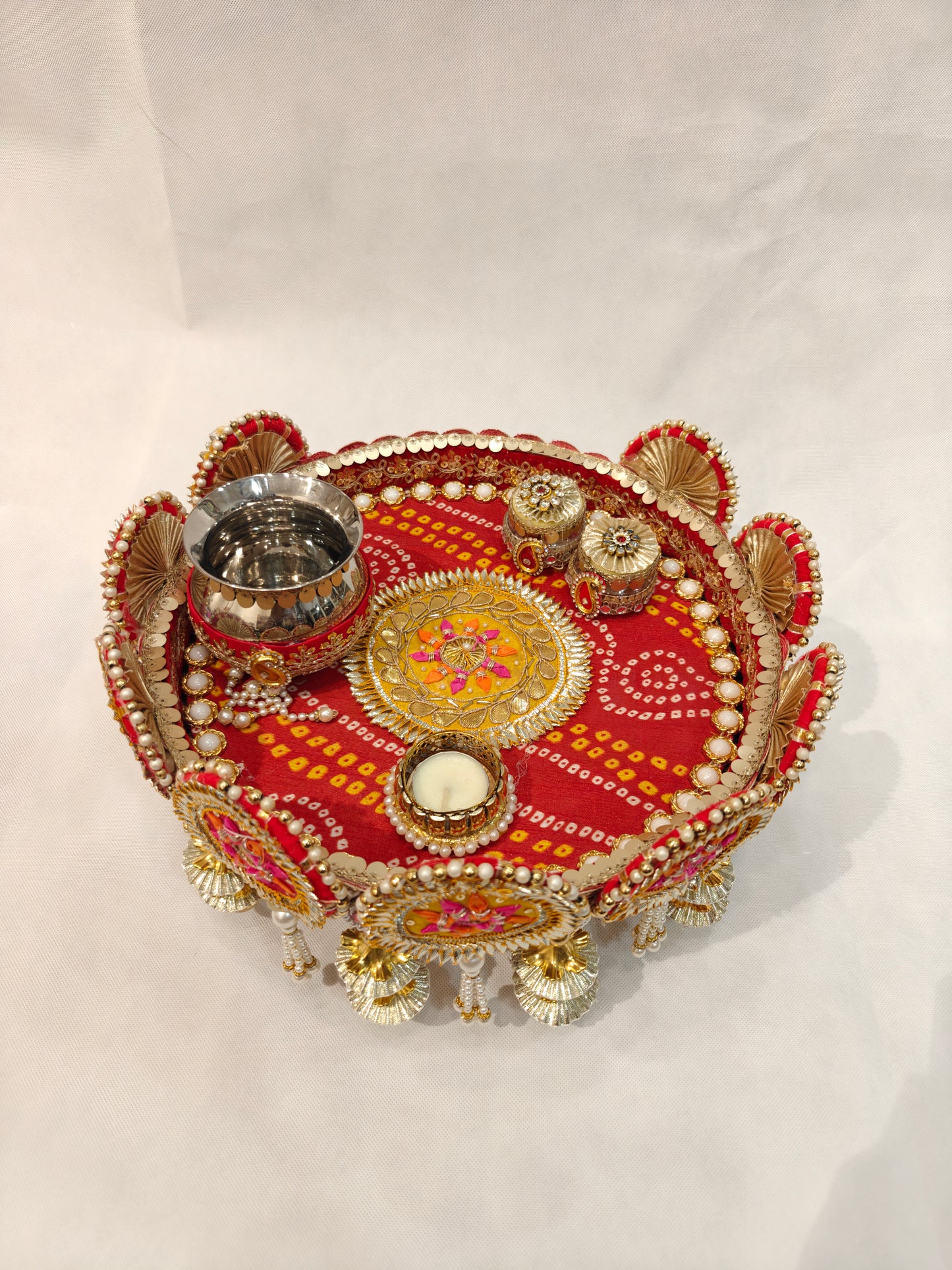 Designer Wedding Pooja Thali Set | Handmade Decorative Puja Thali for Rituals & Gifting