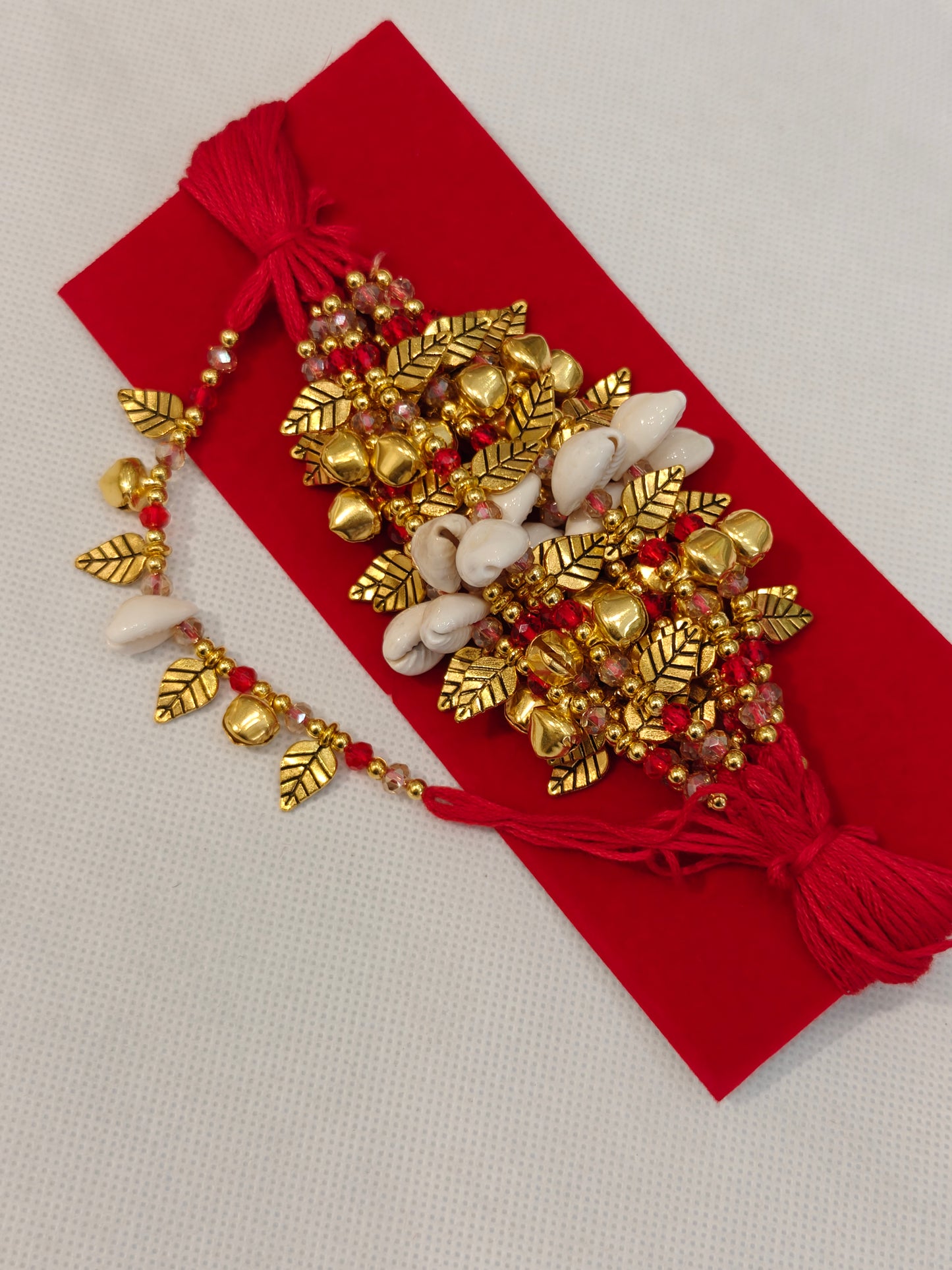Hathlagi/Kangan Dora for Wedding Rituals | Handcrafted Bridal Wrist Ceremony Dora with Cowrie Shells, Gold Beads & Crystal Beads | Pack of 12 Pcs | The Wedding Station